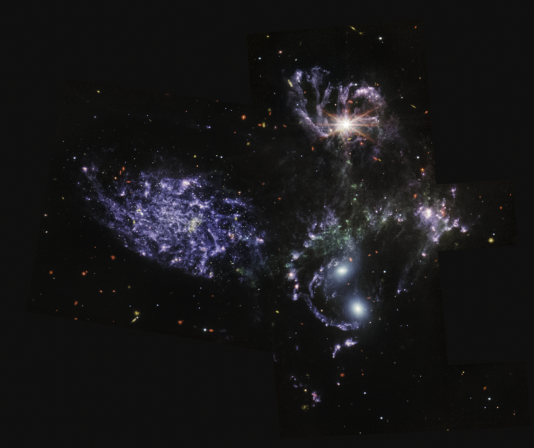 Stephanův kvintet v souhvězdí Pegase, foto NASA, ESA, CSA, STScI / Creative Commons / Volné dílo