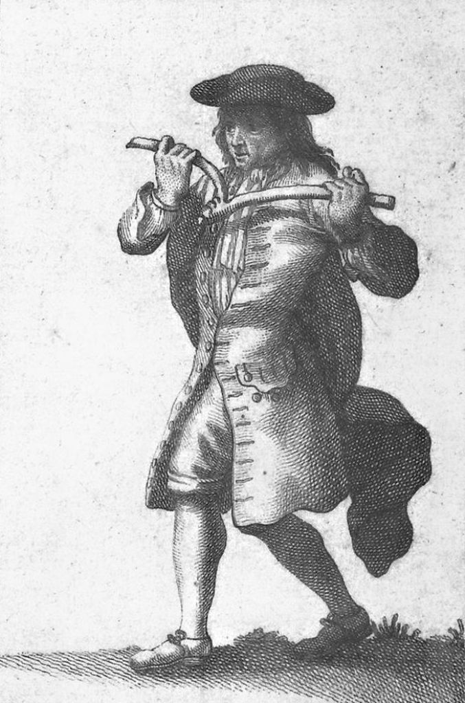 Proutkař ve Francii sedmnáctého století. Zdroj obrázku: Unknown, Public domain, via Wikimedia Commons