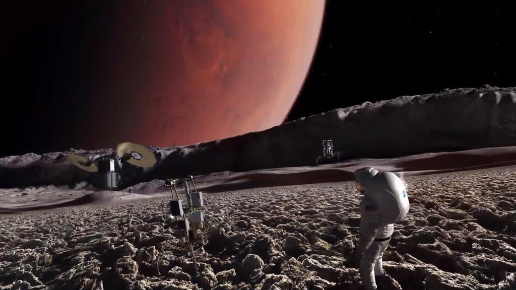 V teoretických úvahách jsou i plány na přistání modulu s lidskou posádkou na povrchu měsíce Phobos. Zdroj foto:  NASA, Public domain, via Wikimedia Commons


