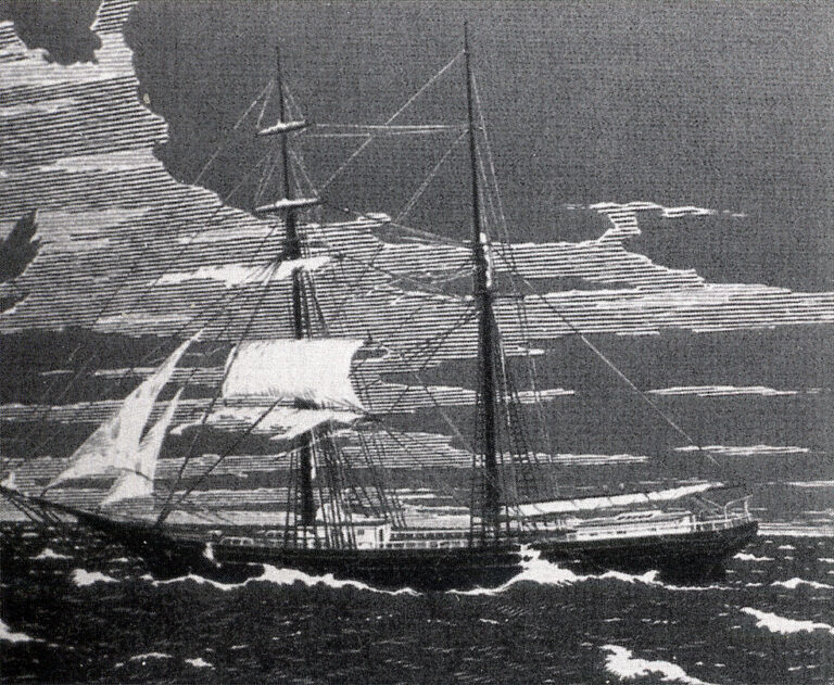Mezi legendami je i ta o Mary Celeste, 103 stop dlouhé brigantine nalezené plovoucí a opuštěné v roce 1872. Ale skutečnou záhadou o Mary Celeste je, že se vůbec objevuje v povídkách o Trojúhelníku. Loď byla totiž skutečně nalezena u pobřeží Portugalska. Foto: GianniG46 / Creative Commons / CC-PD-Mark