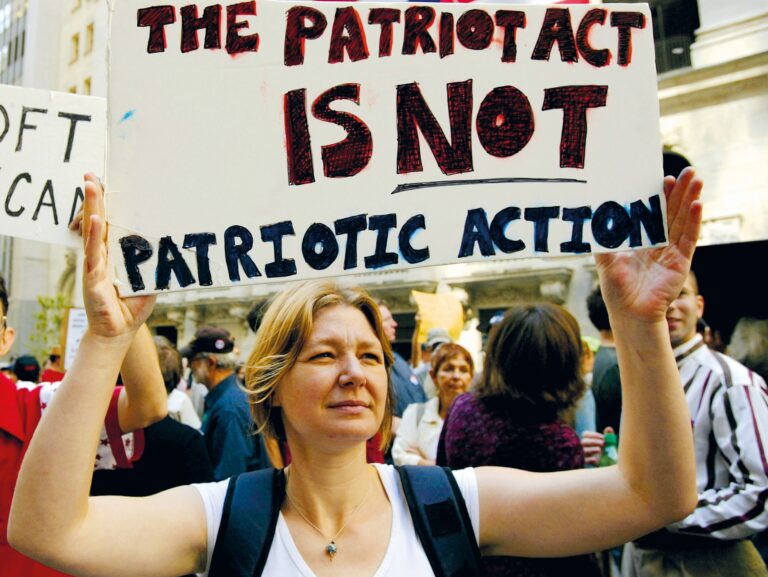 Protesty proti PATRIOT Act, zdroj: Spencer Platt/Getty Images