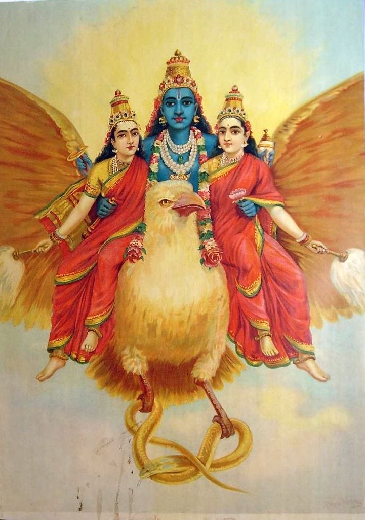 Garuda nesoucí Šivu na obraze Rádži Ravi Varmy Foto: Creative commons - volné dílo