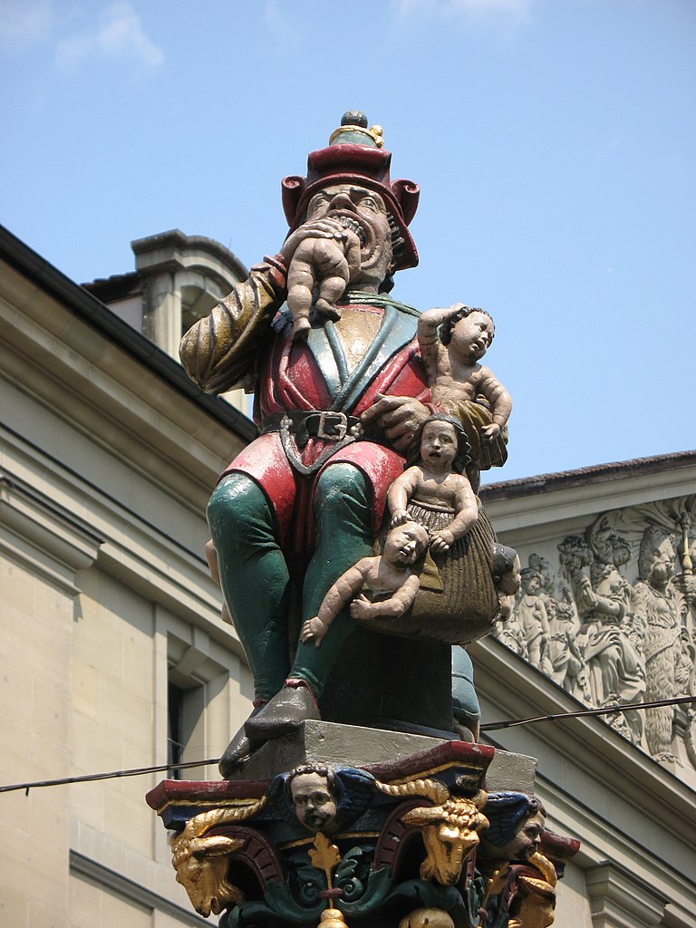 Děj, který socha na fontáně prezentuje, je děsivý. Zdroj foto: Andrew Bossi; sculpture by Hans Gieng (de), CC BY-SA 2.5 <https://creativecommons.org/licenses/by-sa/2.5>, via Wikimedia Commons