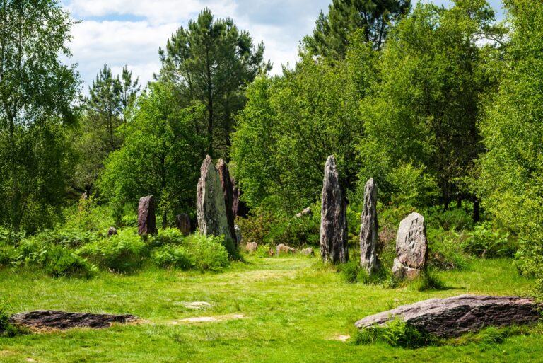 Kelti měli silný vztah k přírodě a jejím cyklům. Na fotografii menhiry v lese u Monteneuf.