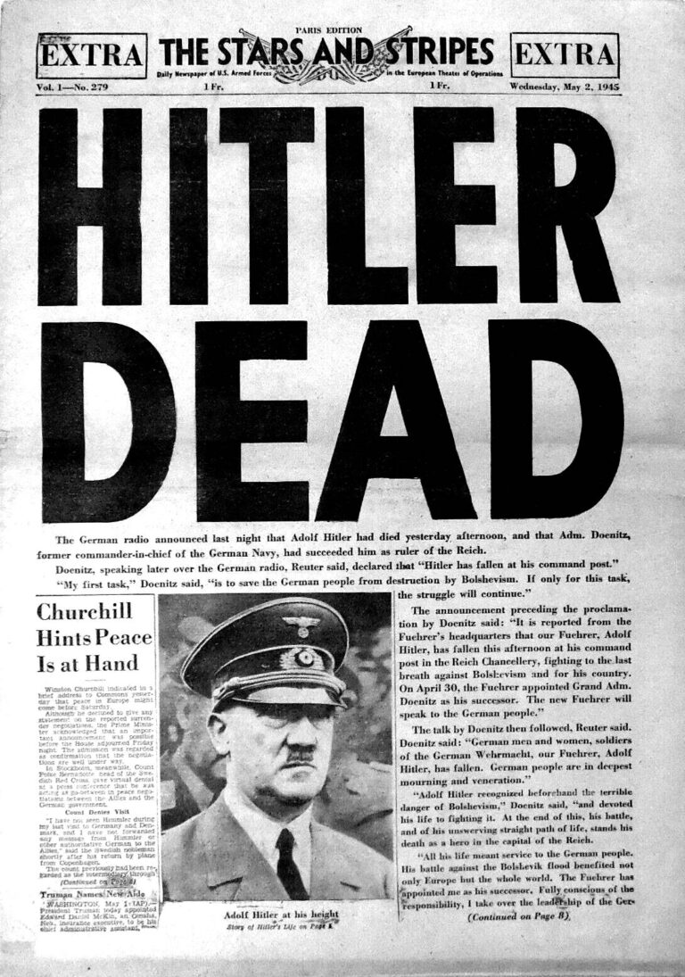 Je možné, že se noviny hlásající Hitlerovu smrt mýlily? Pracovní popisek. FOTO: neznámý autor / Creative Commons / volné dílo