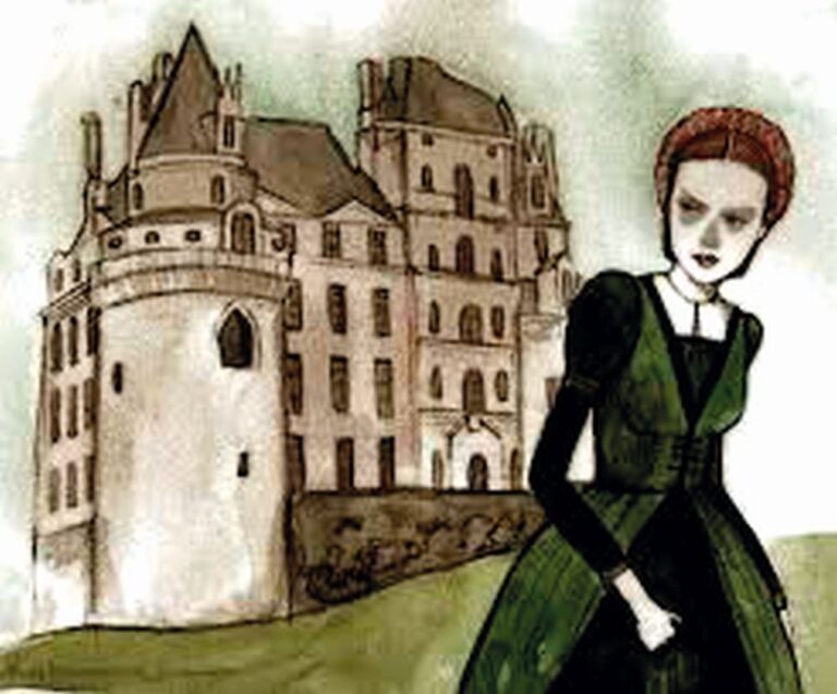 Ve věži se zjevuje ženský přízrak v zelených šatech s šavlí trčící z hrudi.
