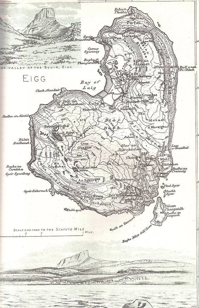 Historická mapa ostrova Isle of Eigg. Zdroj obrázku: Rosser1954 - Roger Griffith, Public domain, via Wikimedia Commons