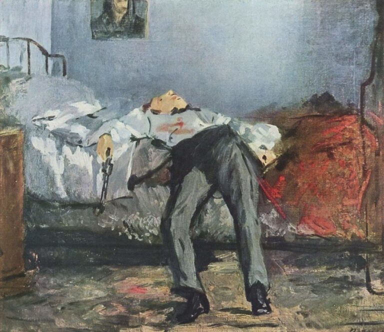 Sebevražda jako motiv výtvarného umění: Zdroj obrázku: Édouard Manet, Public domain, via Wikimedia Commons