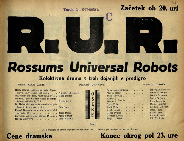 Čapkova hra R.U.R. řešila již ve dvacátých letech minulého století vztah lidstva k robotům. Zdroj obrázku: See page for author, Public domain, via Wikimedia Commons
