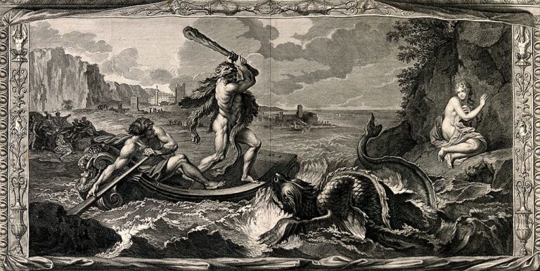 Hrdina Herakles bojuje s mořským netvorem. Zdroj obrázku: See page for author, CC BY 4.0 <https://creativecommons.org/licenses/by/4.0>, via Wikimedia Commons