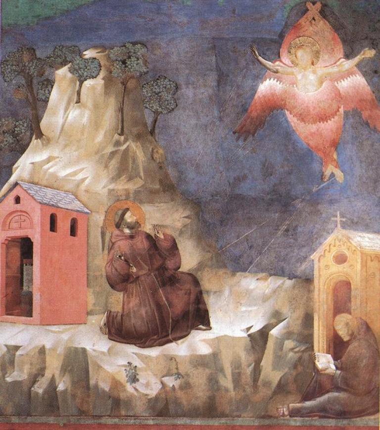 Stigmatizace Františka z Assisi. Zdroj obrázku: Giotto, Public domain, via Wikimedia Commons