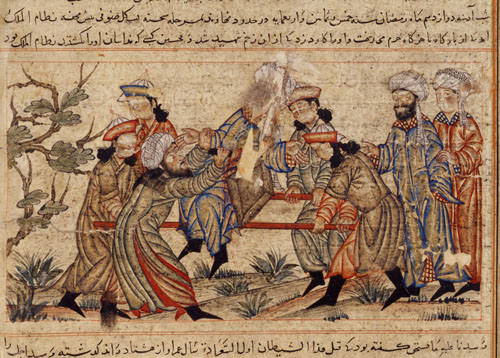 Assassination of Nizam al-Mulk. Foto: neznámý malíř, Public domain, via Wikimedia Commons
