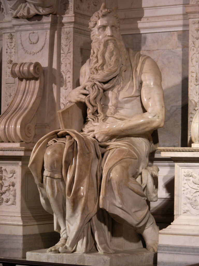 Jaký byl skutečný Mojžíšův životní příběh? Foto: Michelangelo Buonarroti – Ulrich Mayring (diskuse · příspěvky), 30. března 2007 (Fotografie je vlastním dílem), CC BY-SA 3.0, Wikimedia commons