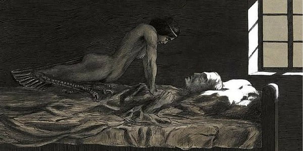 Noční démon succubus zneužívá spící muže a vysává jejich životní enrgii.