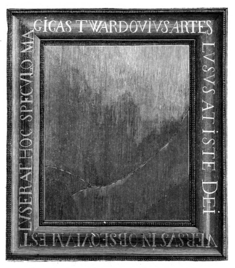 Magické zrcadlo, pomocí kterého měl Twardowski vyvolat ducha královny Barbary. Zdroj obrázku: Italy/Germany (mirror), Poland (frame)Unknown authorUnknown author, Public domain, via Wikimedia Commons
