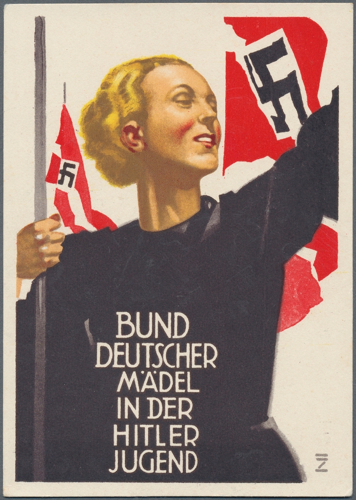 Bílá paní prý hrozila směrem k nastoupeným členkám Svazu německých dívek. Zdroj ilustračního obrázku: Ludwig Hohlwein, Public domain, via Wikimedia Commons