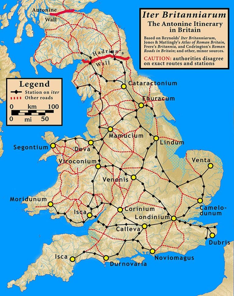 Mapa římské provincie Britannia. Zdroj obrázku: my work, CC BY-SA 3.0 , via Wikimedia Commons