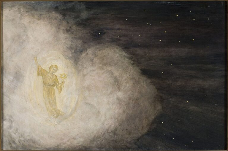 Anděl držící v rukou betlémskou hvězdu. Zdroj obrázku: Hans Thoma, Public domain, via Wikimedia Commons