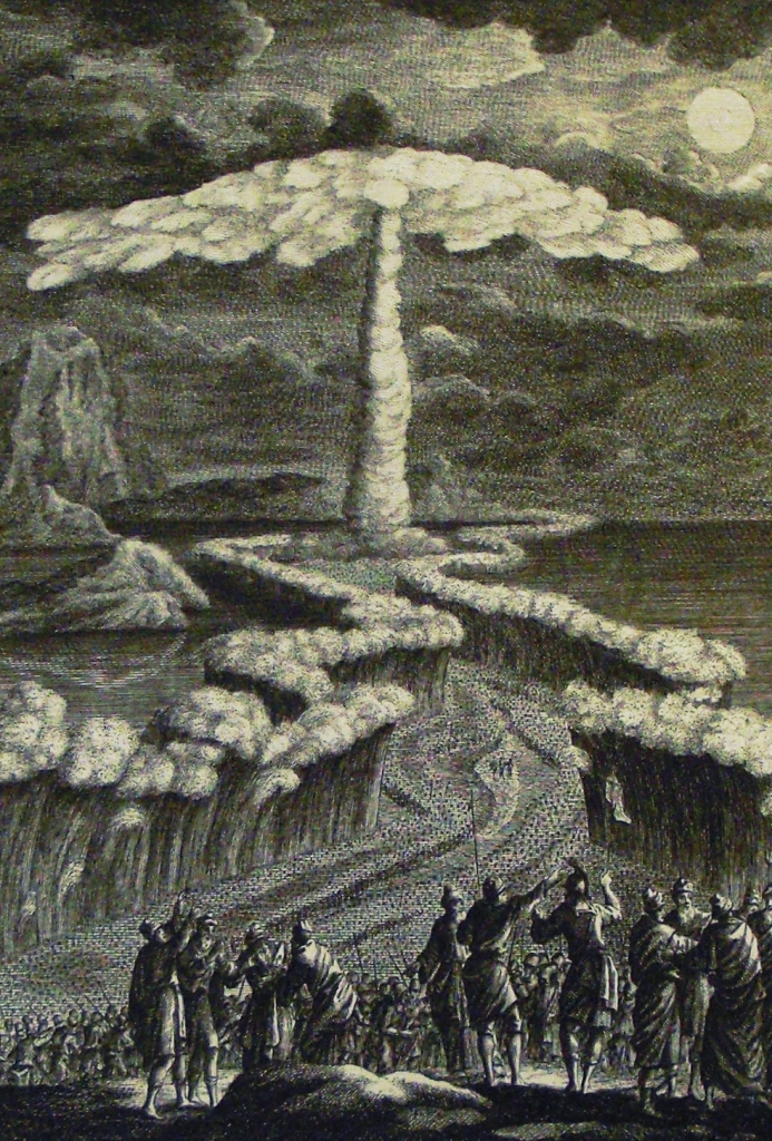 Biblická symbolika oblačného a ohnivého sloupu. Zdroj obrázku: Philip De Vere, CC BY-SA 3.0 , via Wikimedia Commons