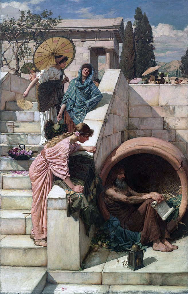 Diogenes byl celebritou své doby. Zdroj obrázku: John William Waterhouse, Public domain, via Wikimedia Commons