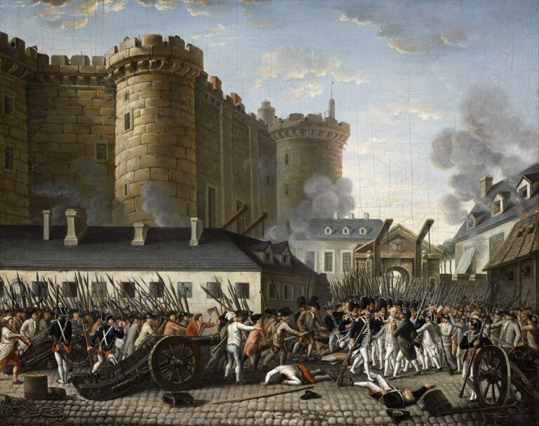 Pád Bastily odstartoval Velkou francouzskou revoluci. Zdroj obrázku: Unidentified painter, Public domain, via Wikimedia Commons