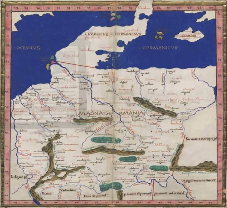 Starověká Ptolemaiova mapa. Zdroj ilustračního obrázku: National Library of Poland, Public domain, via Wikimedia Commons