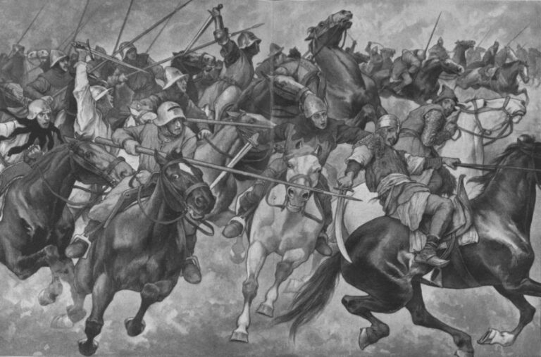 Byla impulsem pro vznik legendární Jízdy králů bitva u Uherského Brodu v roce 1469, ve které se střetlo uherské a české vojsko? Zdroj obrázku: Věnceslav Černý, Public domain, via Wikimedia Commons