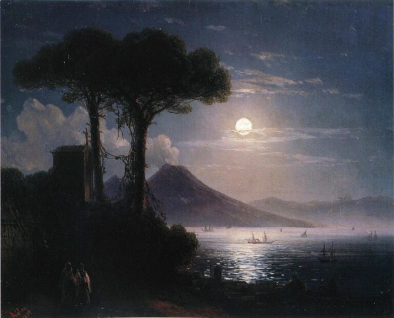 Atmosféra noci, kdy je Měsíc v úplňku, byla a je oblíbeným tématem výtvarných umělců. Zdroj ilustračního obrázku: Ivan Aivazovsky, Public domain, via Wikimedia Commons