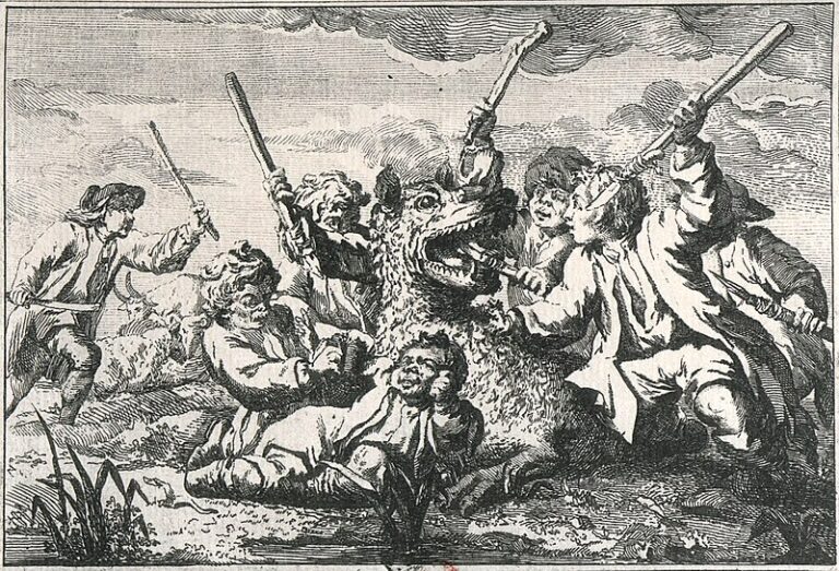 Boj proti šelmě byl vyčerpávající... Foto: Bibliothèque nationale de France, Public domain, via Wikimedia Commons