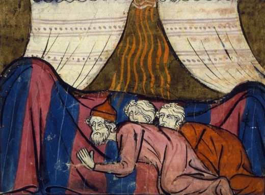 Historická ilustrace – Josef z Arimatie se modlí se svými druhy. FOTO: neznámý autor / Creative Commons / volné dílo