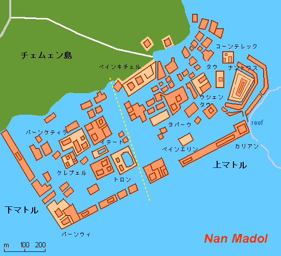 Mapa umělých ostrůvků Nan Madol. FOTO: Sumaru / Creative Commons / volné dílo