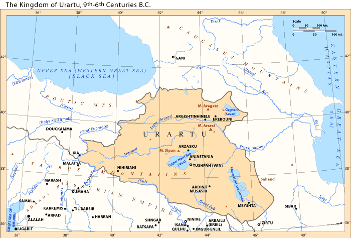 Mapa království Urartu. FOTO: Artaxiad / CC / CC BY-SA 3.0