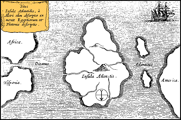 Fiktivní mapa Atlantidy od Athanasia Kirchera (1669). FOTO: neznámý autor / CC / volné dílo