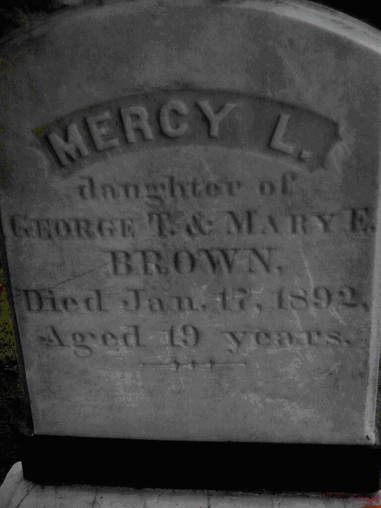 Náhrobek Mercy Brownové na hřbitově baptistické církve v Exeteru...