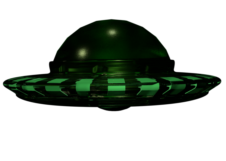 UFO má po straně zelená světla...