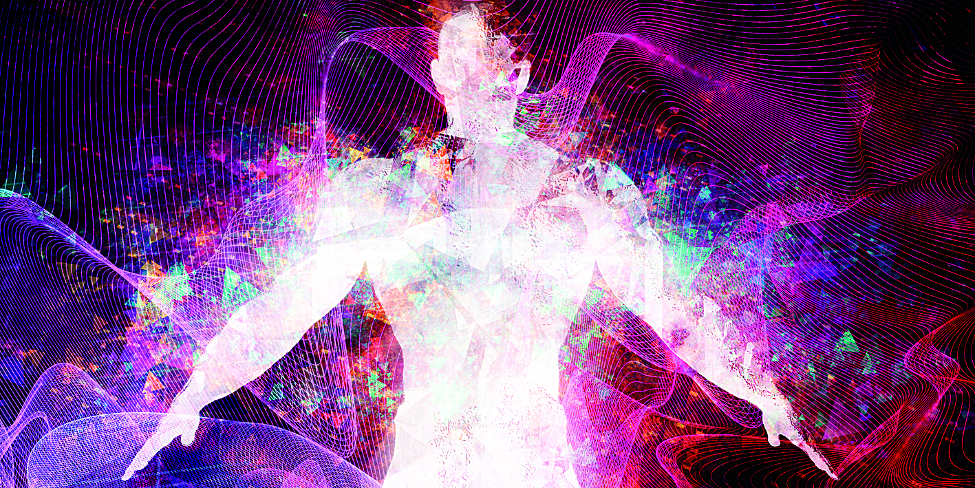 Astral Being Composed of Energy in Electromagnetic Spectrum 3D Render