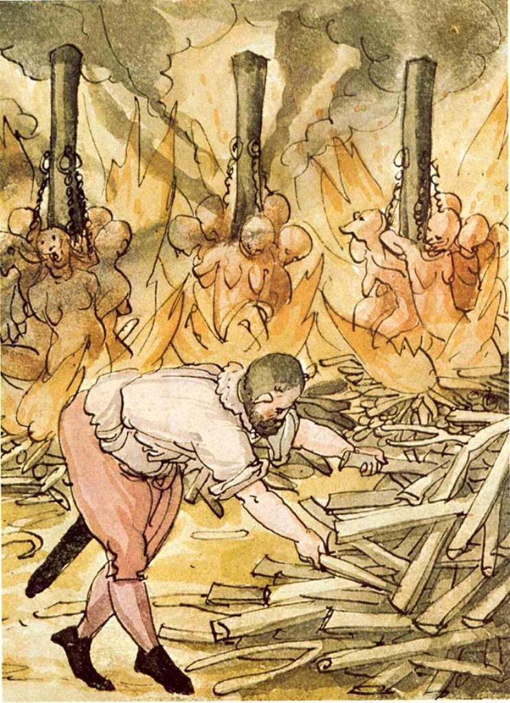Čarodějnictví bylo obvykle trestáno upálením na hranici.
