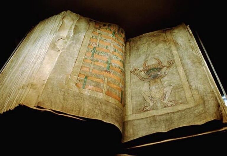 Ďáblova bible (Codex Gigas) s proslulou iluminací ďábla. Foto: Kungl. Biblioteket/Creative Commons/Public Domain