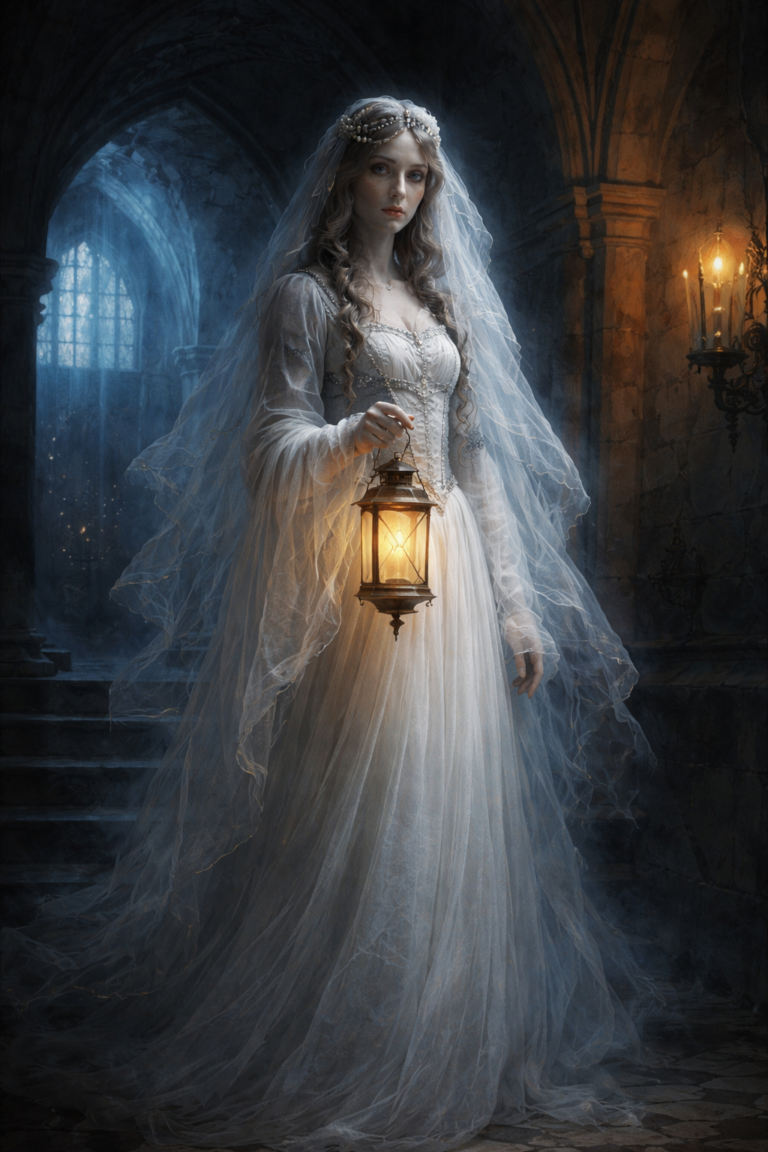 Legenda o Bílé paní je po staletí spojována s postavou Perchty z Rožmberka a prostředím rožmberských sídel. Foto: Ilustrace: DALL·E (OpenAI)