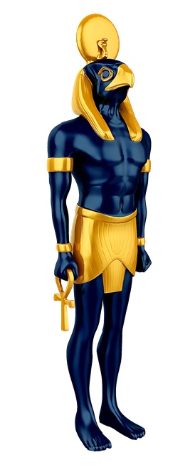 Soška boha Hora. Horovo oko je jeden z nejmocnějších symbolů historie.