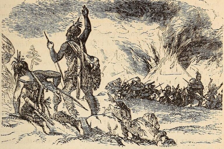 Útok na vesnici v roce 1585. Stali se obyvatelé terčem nepřátelských indiánů? Foto: Uncredited)/Creative Commons/Public Domain