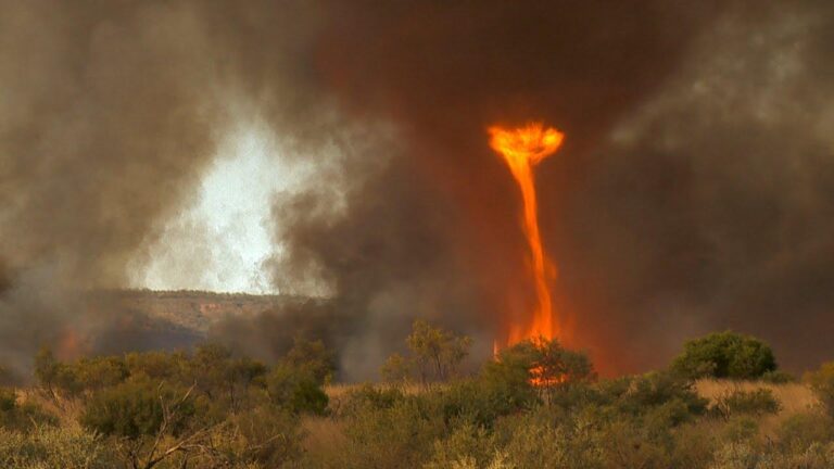 Neobvyklý přírodní úkaz vznikající spojením silného ohně a vířícího vzduchu.