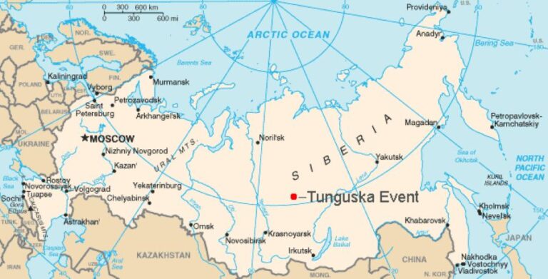 Tady na Sibiři došlo k události. Foto: This is a hacked version of the public domain map Russia-CIA WFB Map.png. User:Bobby D. Bryant made the modifications and uploaded it under the GFDL on May 21, 2005/Creative Commons/CC BY-SA 3.0