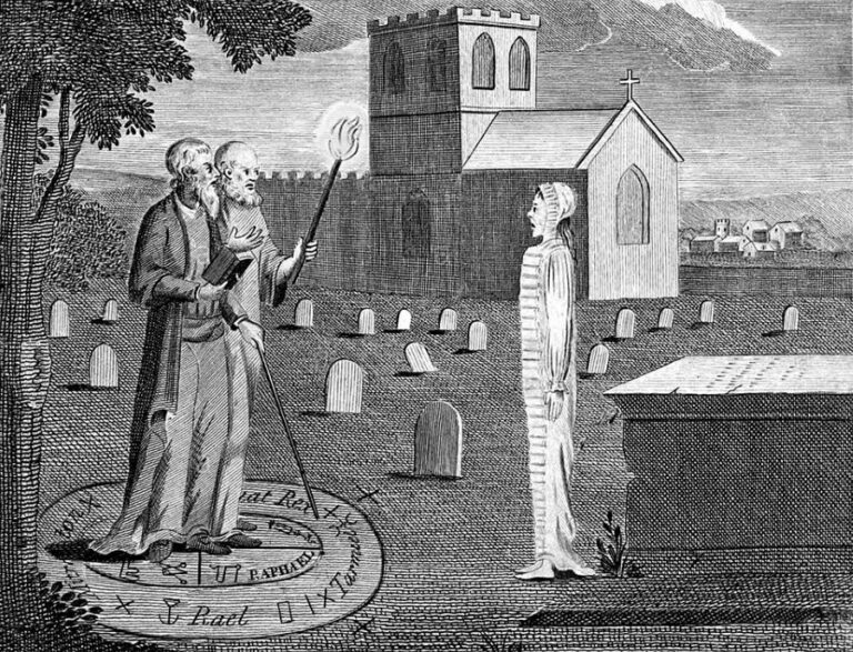 Edward Kelley vyvolává ducha. Foto: Ebenezer Sibly [1751-1800]/Creative Commons/Public DomainA země se propadla