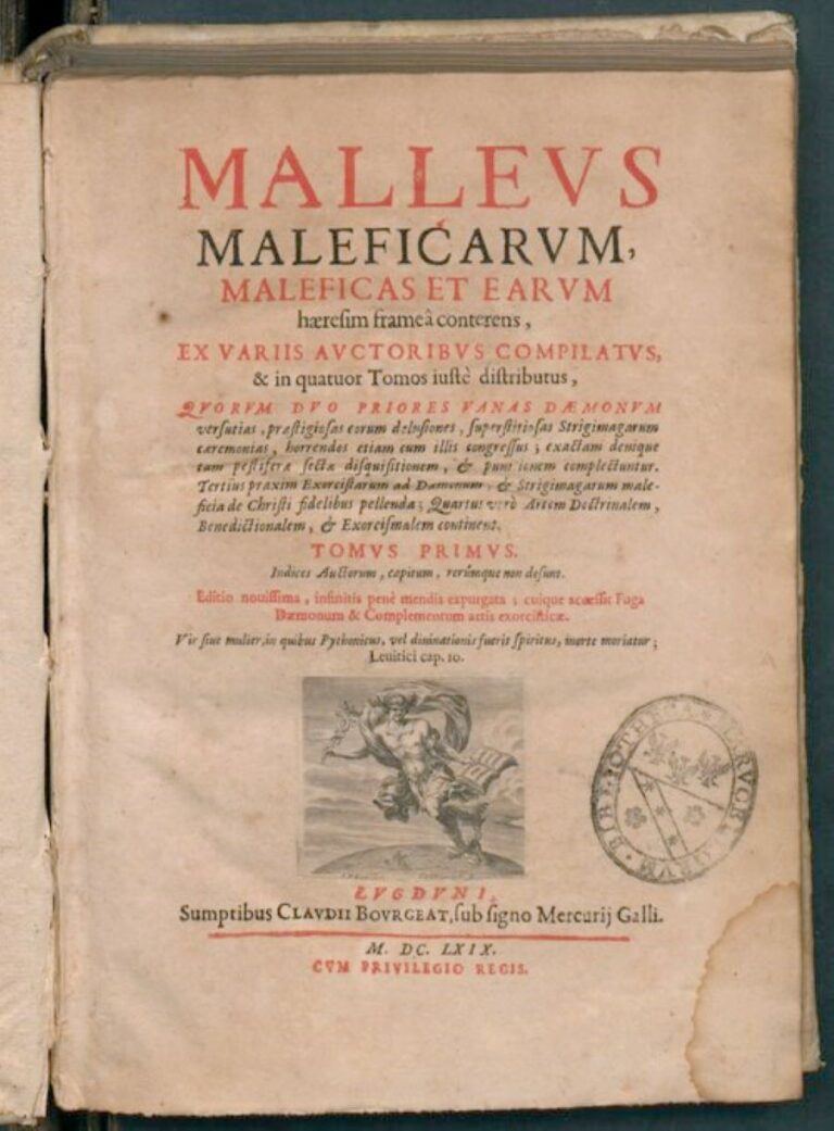 Titulní strana Kladiva na čarodějnice ve vydání z roku 1669. Je rozšířeným omylem, že Boblig znal prakticky jen tuto knihu a stále se na ni odvolával. Ve skutečnosti tomu tak nebylo. Foto: Sprenger, Jakob/Creative Commons/Public Domain